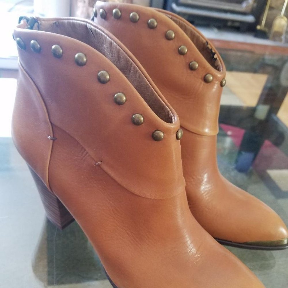 Never Worn- Caramel Studded Booties - 7.5